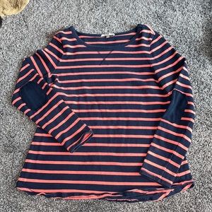 GAP Striped long sleeve tee with elbow patches in size large